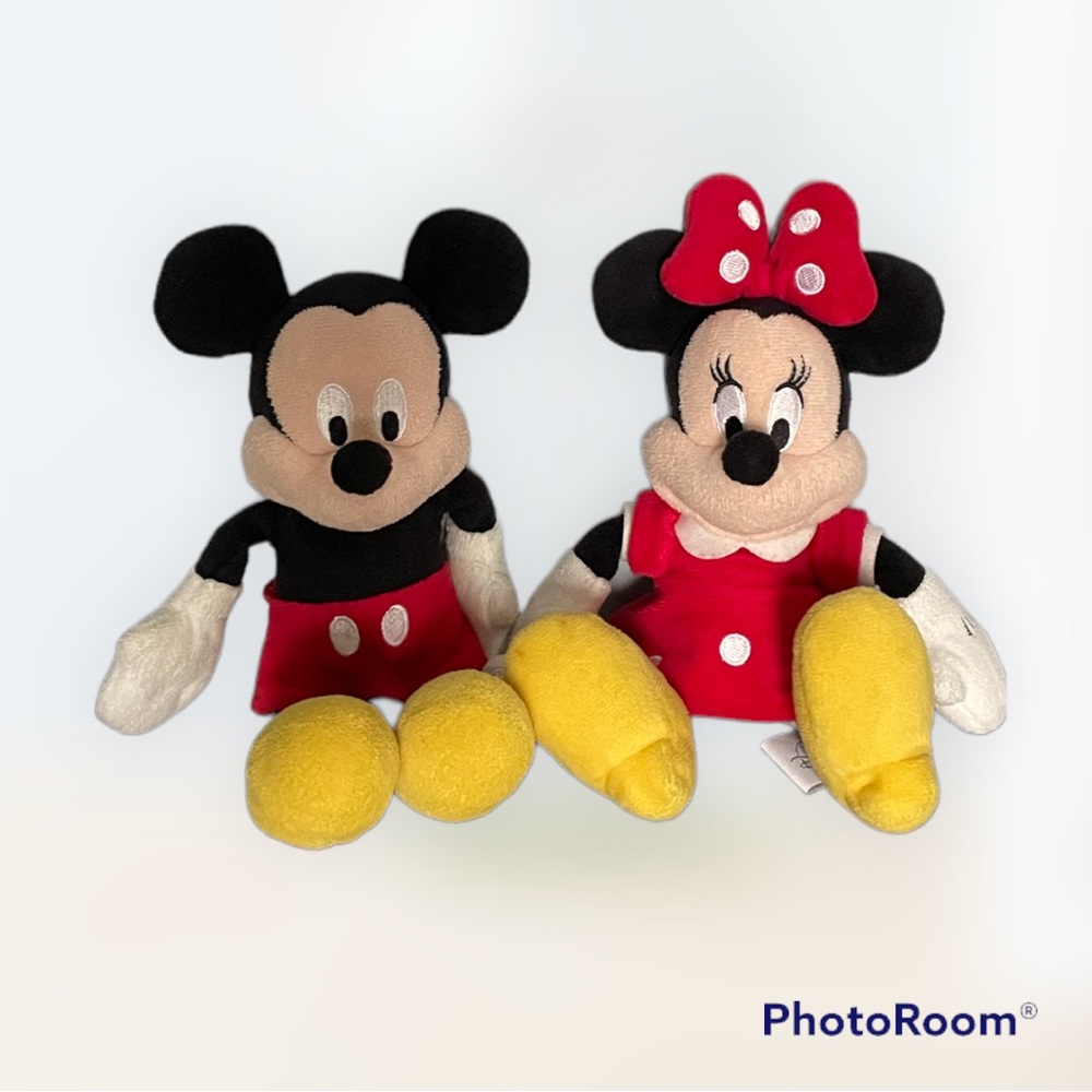 Minnie and Mickey Mouse plushies
